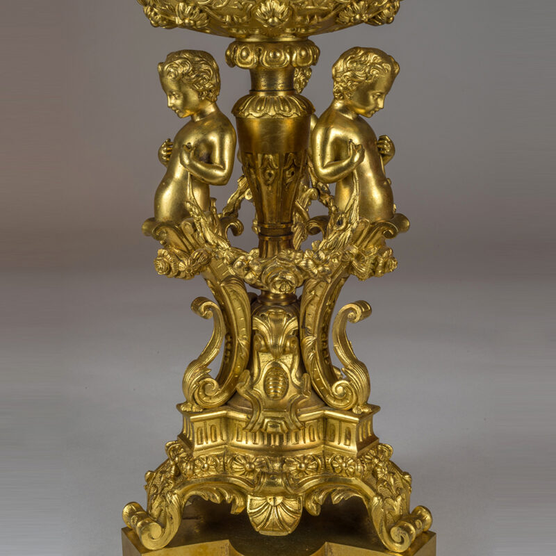An Elaborate Pair of Figural Gilt Bronze Tazzas - Image 3