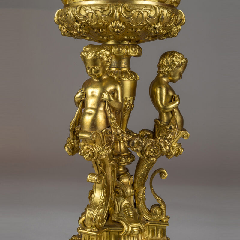 An Elaborate Pair of Figural Gilt Bronze Tazzas - Image 2