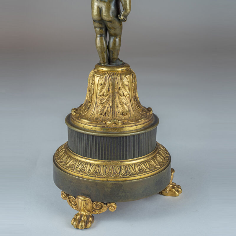 A High Quality Pair of Patinated and Gilt Bronze Figural Empire Tazzas - Image 5