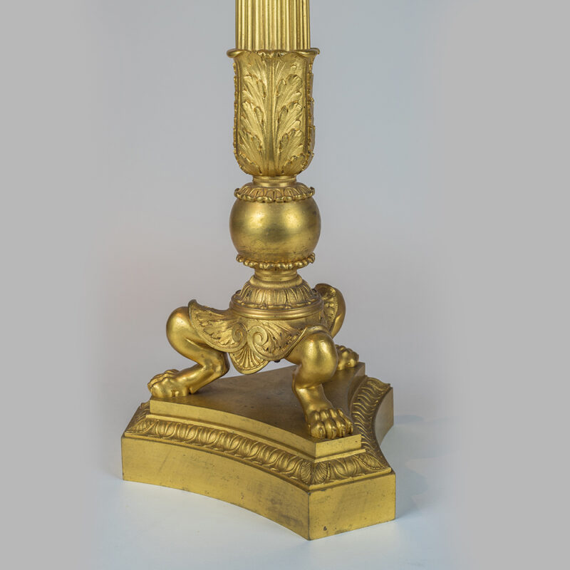 An Exquisite Pair of 19th Century Six-light Gilt Bronze Empire Candelabras - Image 4