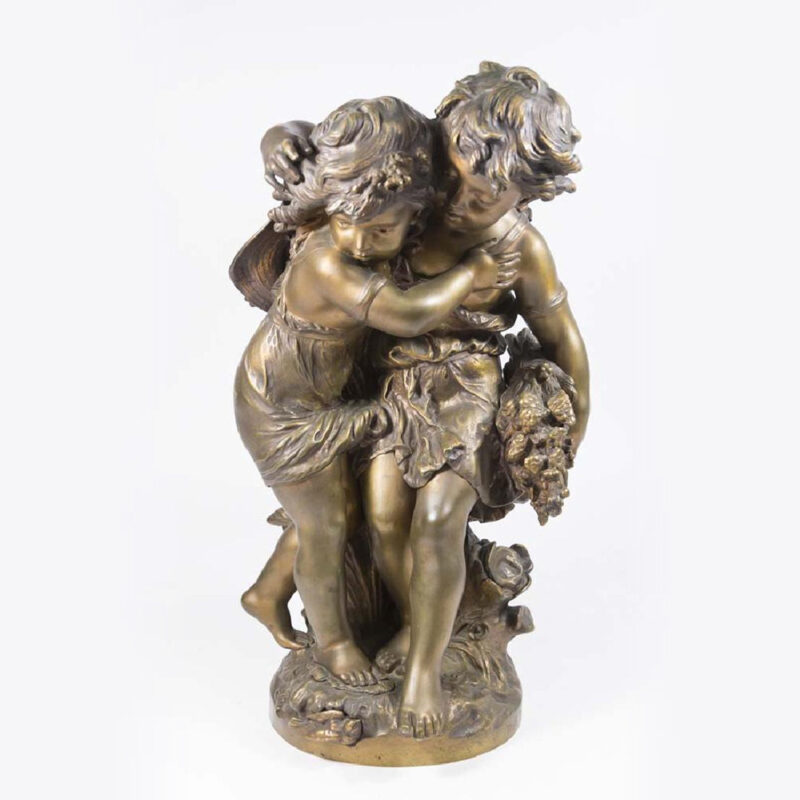 A Fine Patinated Bronze Sculpture of Girls Playing by Mathurin Moreau