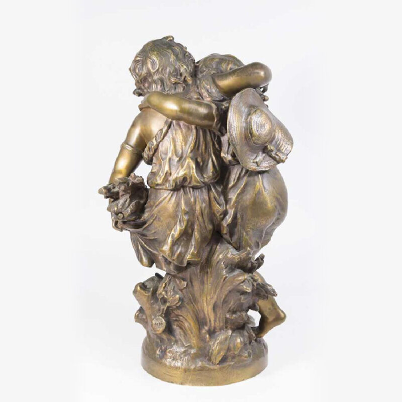 A Fine Patinated Bronze Sculpture of Girls Playing by Mathurin Moreau - Image 5