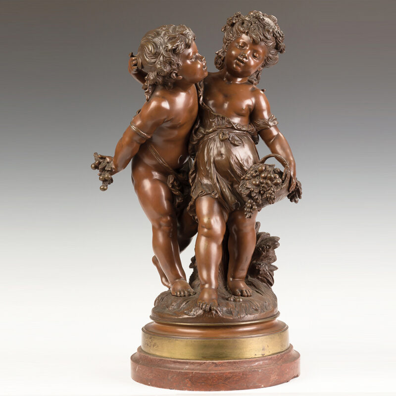 A Fine Quality Patinated Bronze Figures of Children by Auguste Moreau