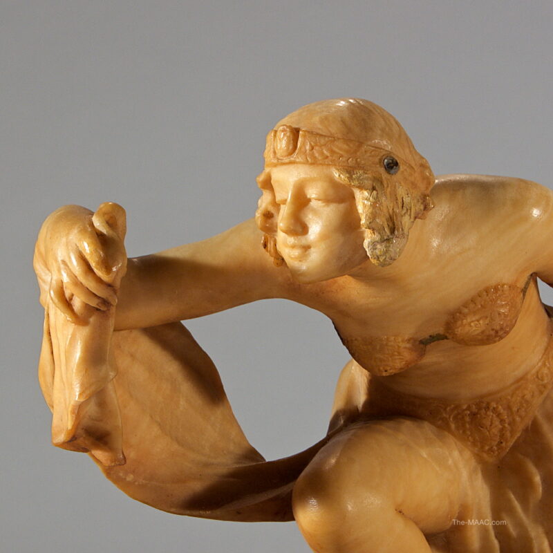 Fine Art Nouveau Alabaster Lamp Carved as a Kneeling Maiden - Image 2