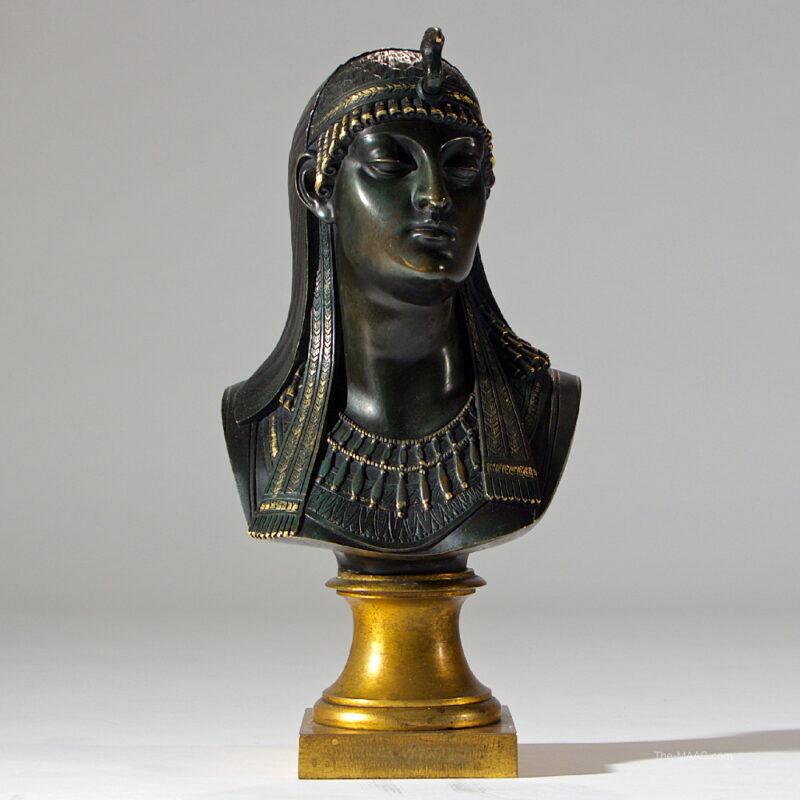 A Patinated and Gilt Bronze Bust of an Egyptian Princess