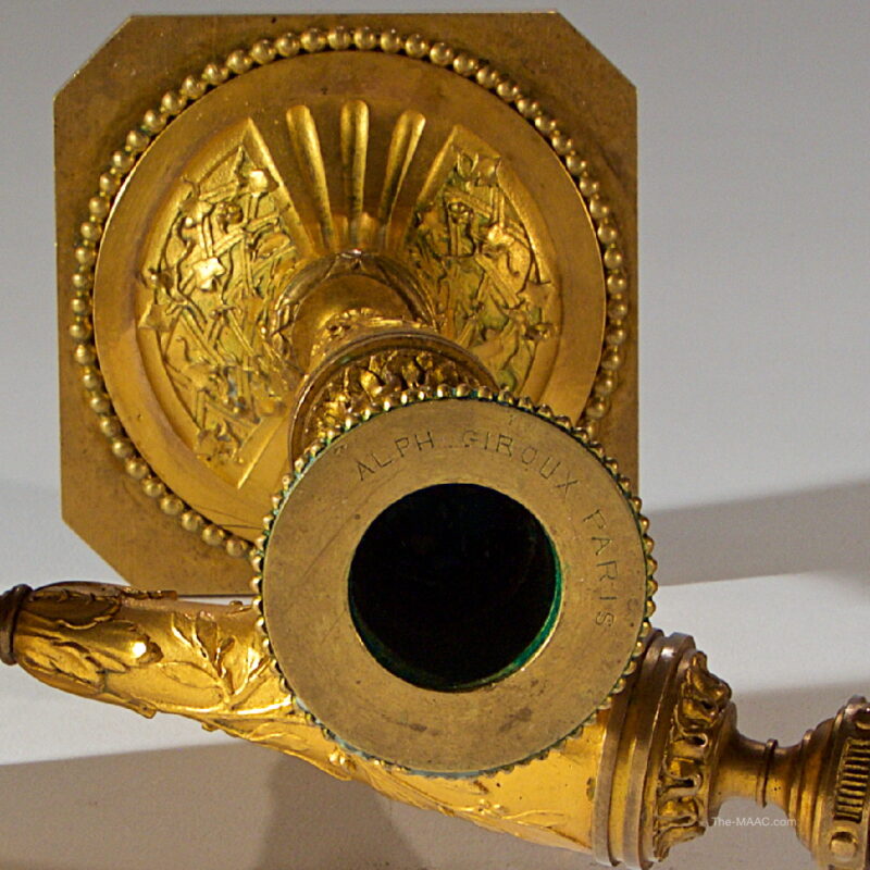 Pair of Gilt Bronze Candlestick Adorned with Flowers and Leaves by Alph & Giroux - Image 2