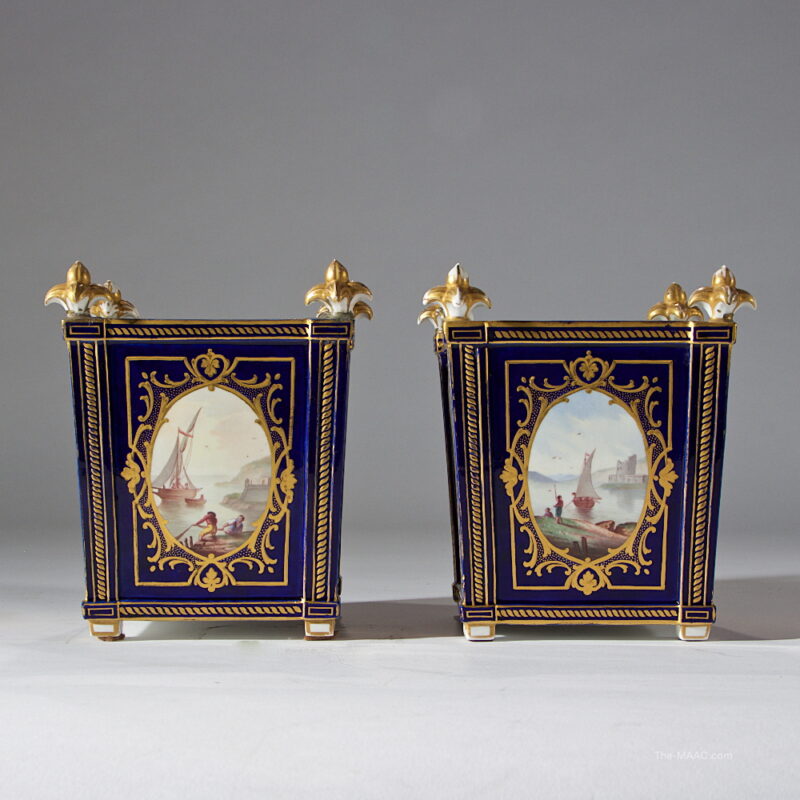 Fine Pair of Sevres Style Cobalt-Ground Porcelain Jardinieres - Image 2