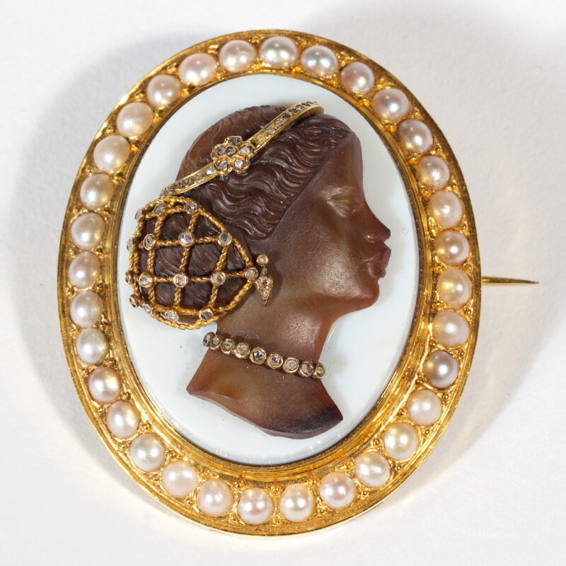 Antique Gemset Hardstone Blackamoor Habille