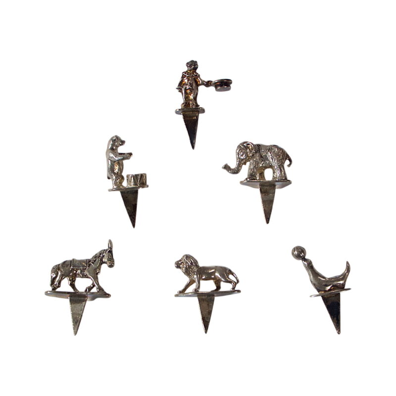 Sterling Silver Circus Figures Birthday Candle Holders