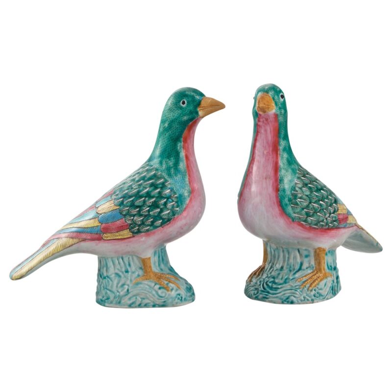 Excellent Pair of Chinese Export Dove Figures