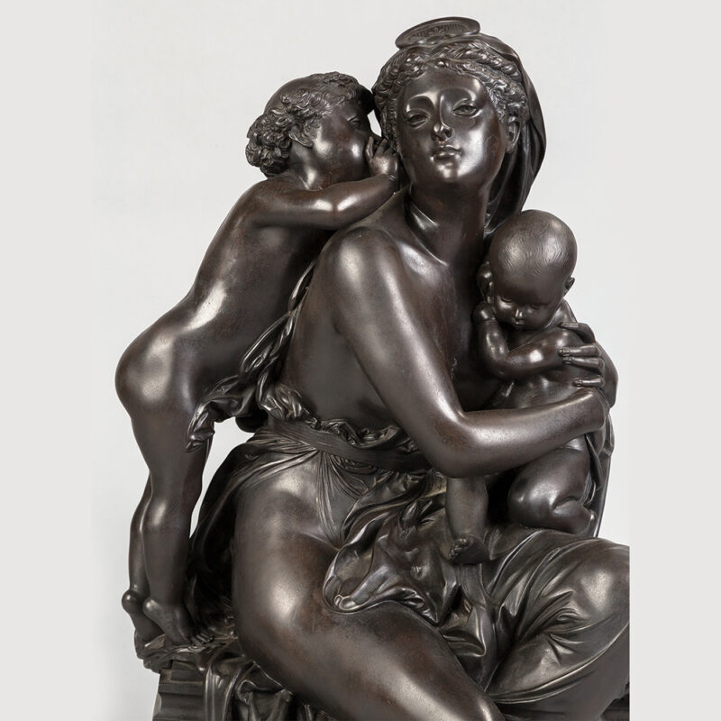 Fine Quality Patinated Bronze Sculpture of Mother & Child by Albert Belleuse - Image 2