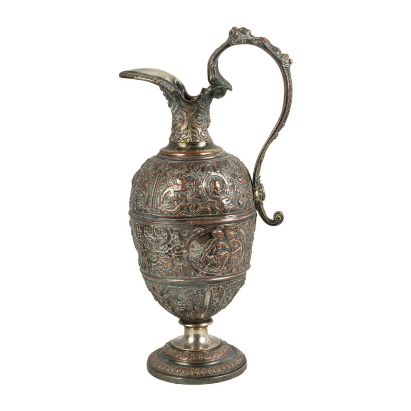 Stunning Silvered Bronze Ewer on a Neo-classical Three-legged Gilt-Bronze Mounted Pedestal - Image 4