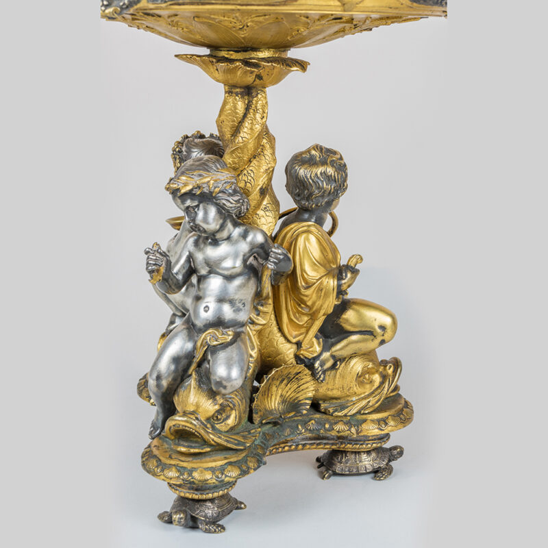 Fine Quality Napoleon III Silvered and Gilt Bronze Figural Tazza - Image 3