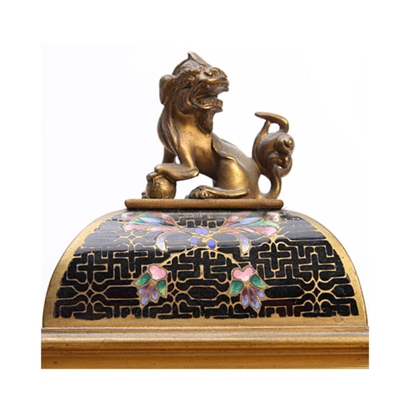 French Cloissone & Bronze Orientalist Mantel Clock by Bigelow Kennard & Co. - Image 4