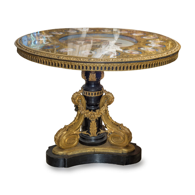 A Monumental Ormolu-Mounted Painted Wood & Sevres Porcelain Gueridon