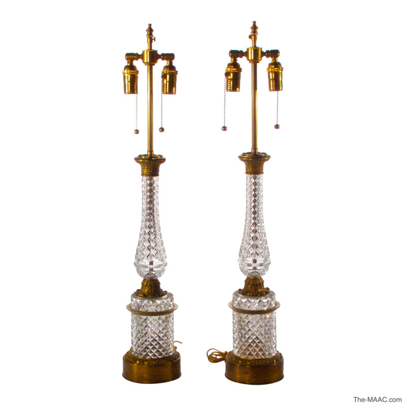 Elegant Pair of Austrian Ormolu-Mounted Cut Glass Lamps