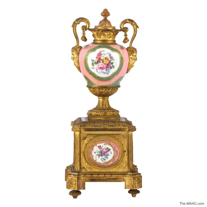 Exquisite Ormolu Mounted Sevres Porcelain Pink Ground Clock - Image 2