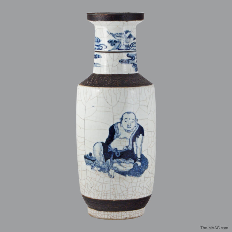 Chinese Cracked Blue and White Porcelain Vase - Image 2