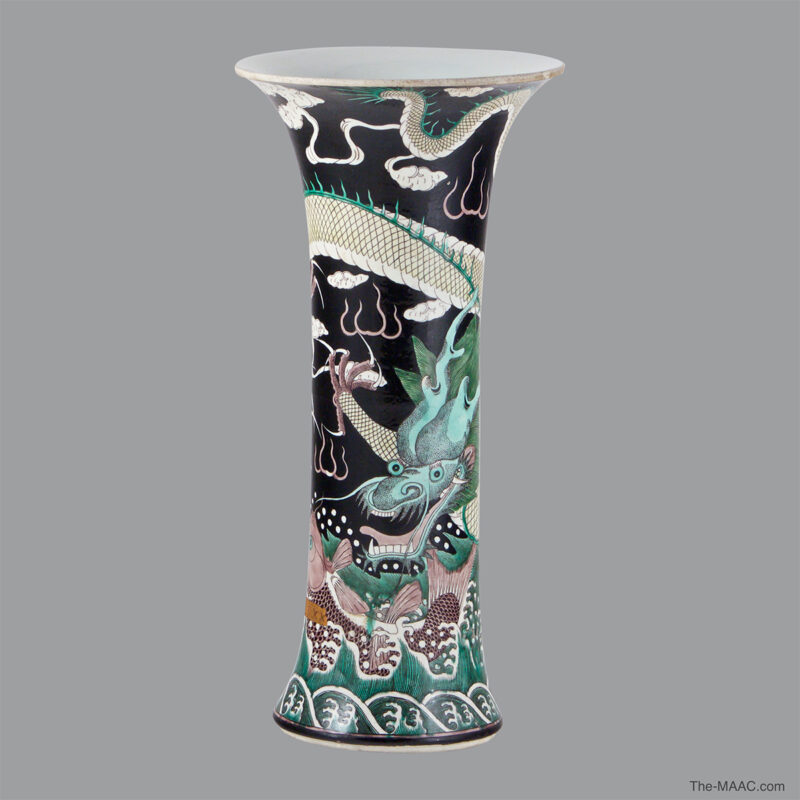 Chinese Black Ground Famille-Verte Porcelain Vase