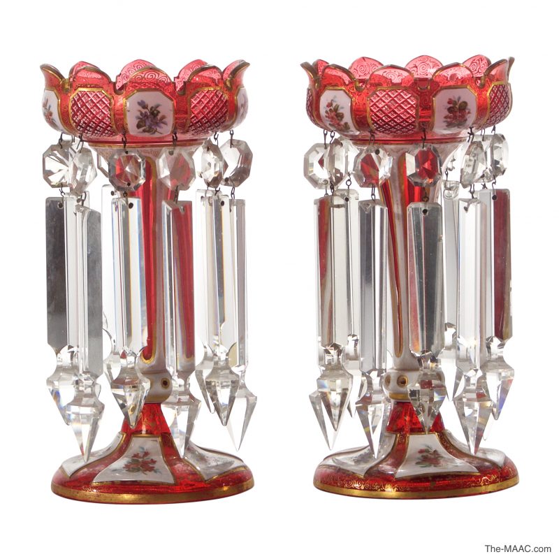 A Fine Pair of Bohemian Overlay Glass Lusters