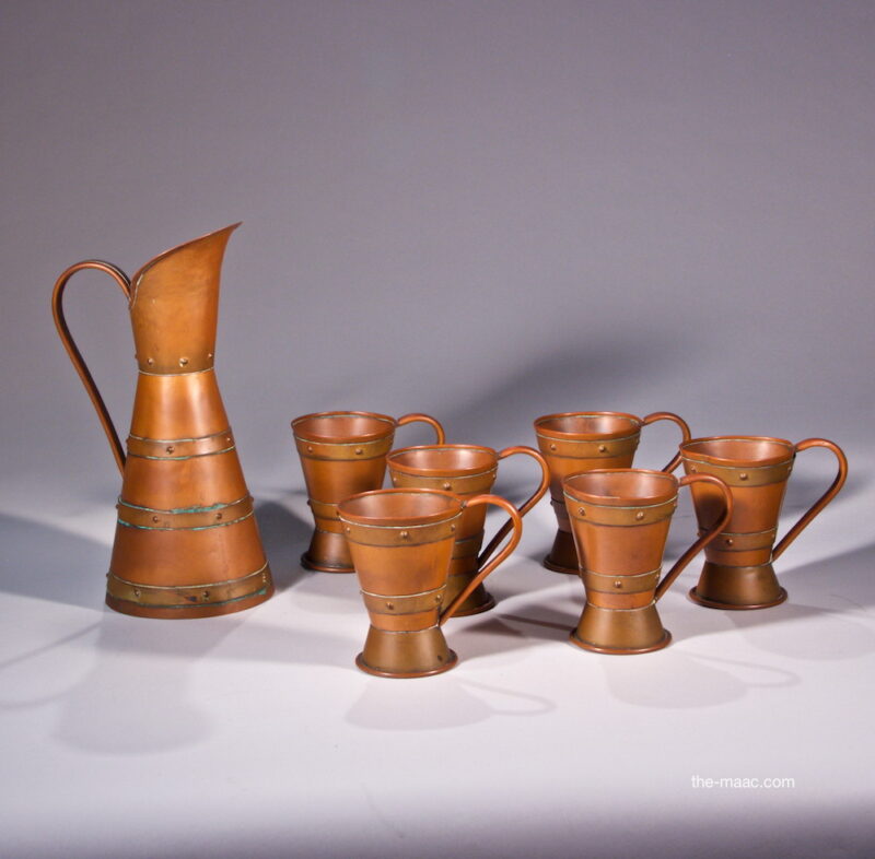 Hector Aguilar Handmade Copper and Brass Pitcher and Cup Set