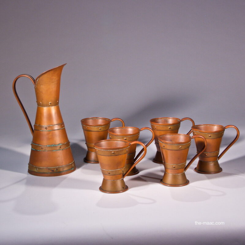 Hector Aguilar Handmade Copper and Brass Pitcher and Cup Set