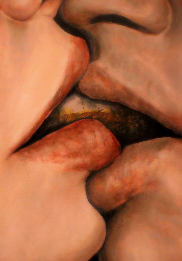 Kissing Painting - Lena Miskulin - "The Universal Law of Gravitation" - at MAAC on The Map: Mortal Coil