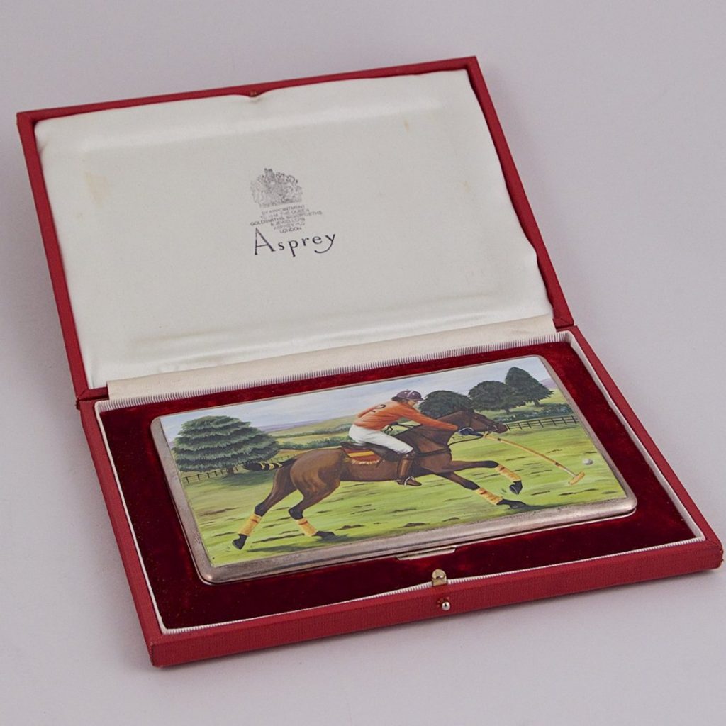 Horse Racing Enamel and Sterling Cigarette Case - - at the auction - The Manhattan Art & Antiques Center