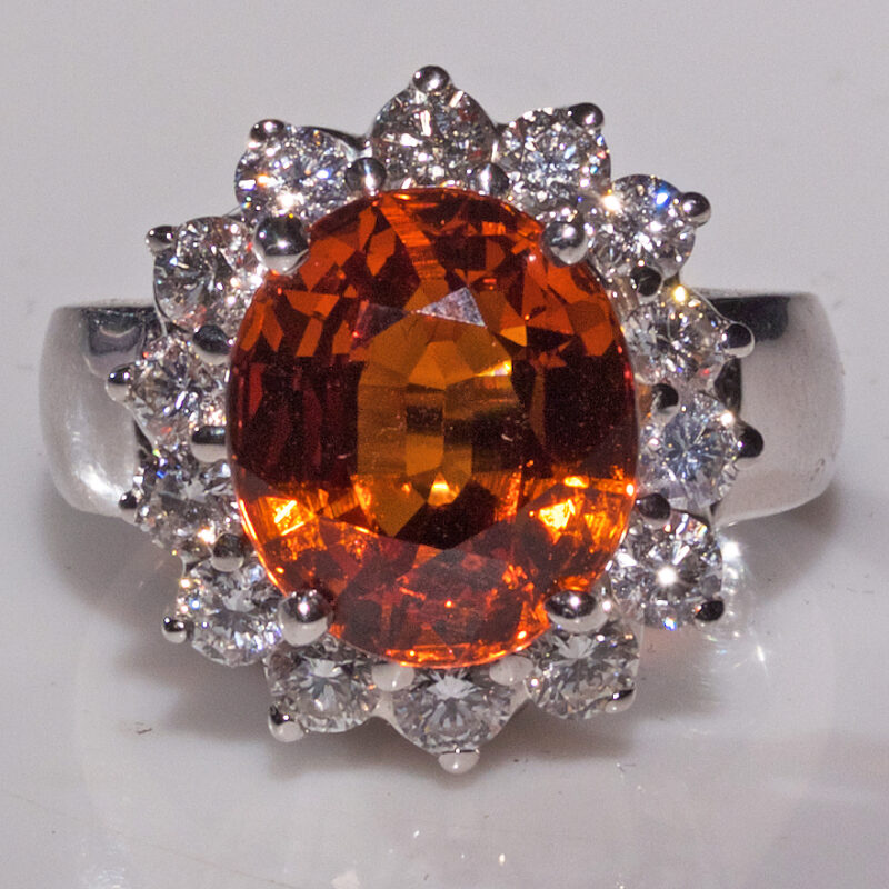 Mandarin Garnet and Diamond Ring - Image 2