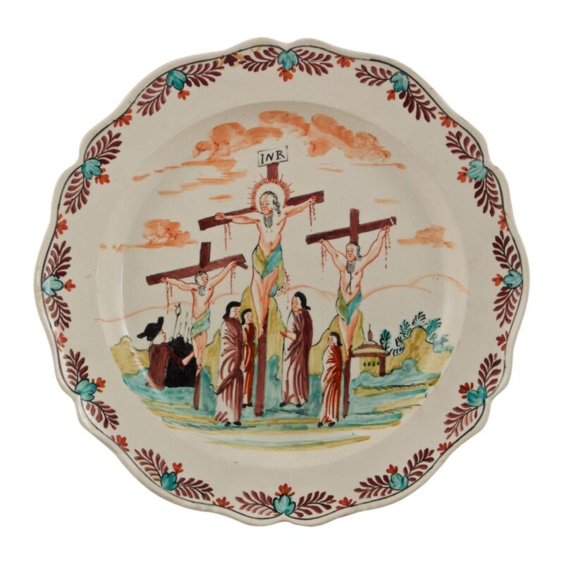 Creamware Plate With Crucifixion Scene