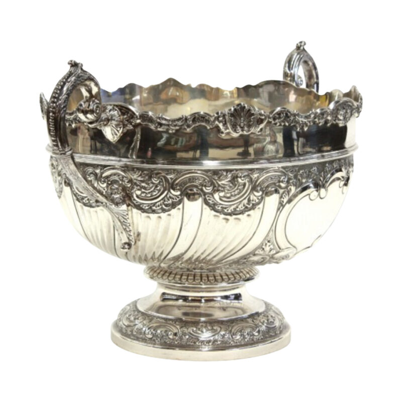 Antique Sterling Silver Large Round Bowl with Handles - Image 3