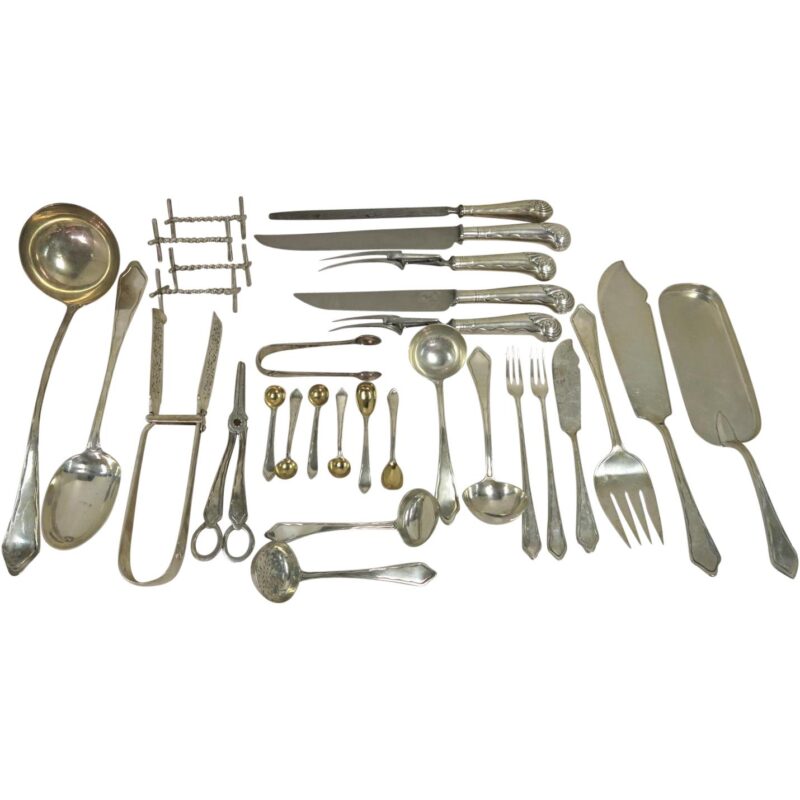 Large & Very Comprehensive Sterling Silver Flatware Set in an Early 18th Century Style - Image 2