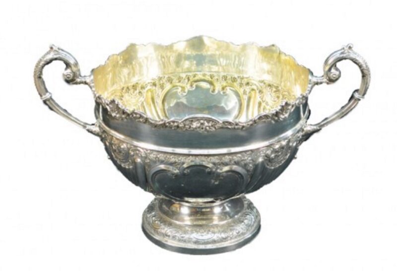 Antique Sterling Silver Large Round Bowl with Handles