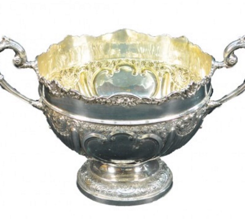Antique Sterling Silver Large Round Bowl with Handles