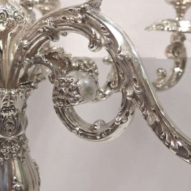 Large Pair of Antique Sterling Silver Candelabra with 7 Lights Howard & Co. 1915 - Image 3