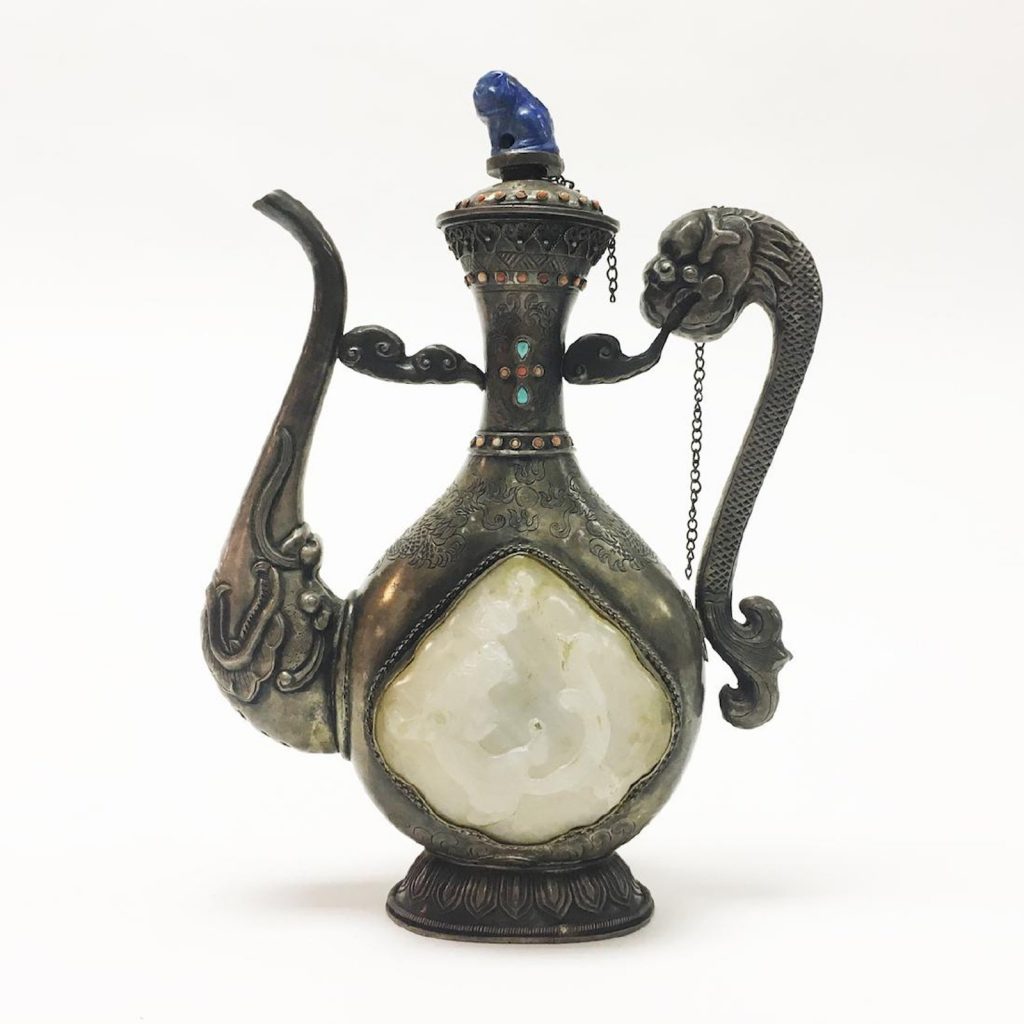 China / Mongolian Silver Jade Ewer - at Auction: Manhattan Art & Antiques Centre 