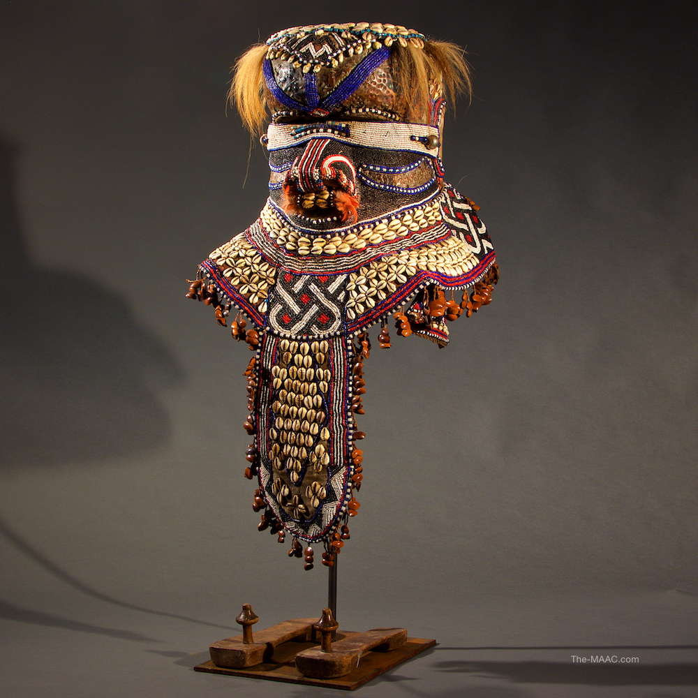 Kuba Beaded Helmet Mask with Slippers - at Hemingway African Gallery at the Manhattan Art & Antiques Center