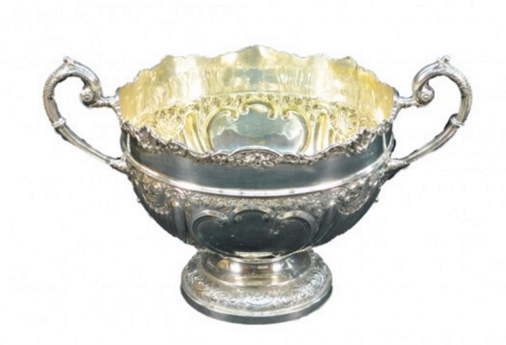 Antique Sterling Silver Large Round Bowl with Handles. Antique English, Sterling Silver - at Estate Silver Co.