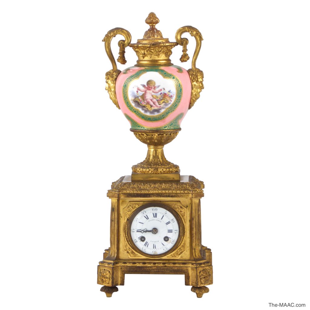 Ormolu Mounted Sevres Porcelain Pink Ground Clock - Online Shopping Options at The Manhattan Art & Antiques Center