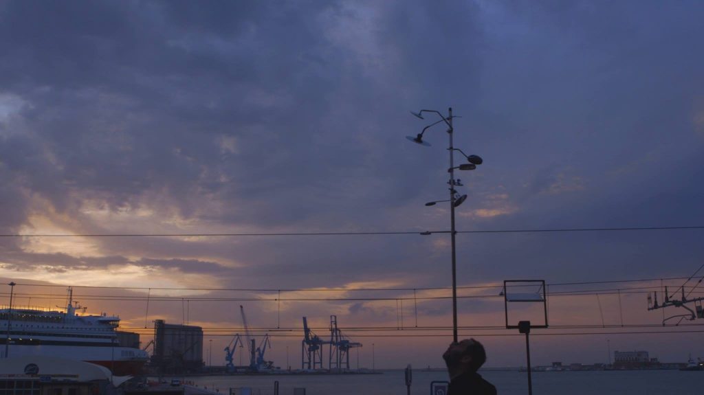 Man looking at sky - From the "Blind as the Mother Tongue" Exhibit by Iraqi-Kurdish artist, Hiwa at The New Museum