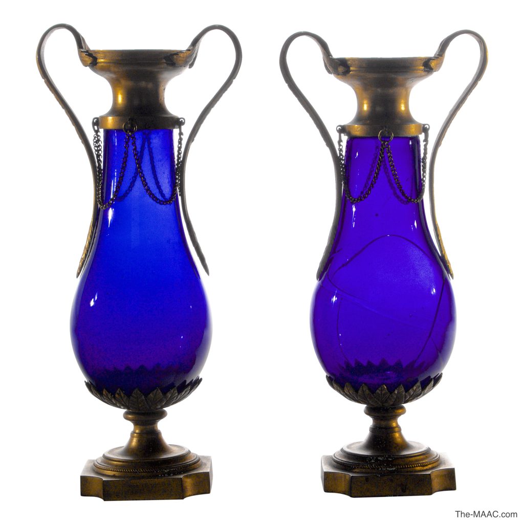 Ormolu-Mounted Deep Blue Glass Vases - Online Shopping Options at The Manhattan Art & Antiques Center
