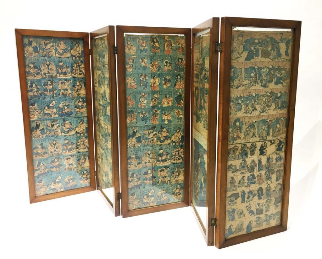 Five framed panels of Japanese woodblock prints. Property from the Estate of Jane Rothschild - At Manhattan Art & Antique Center’s June 12, 2018 Auction 