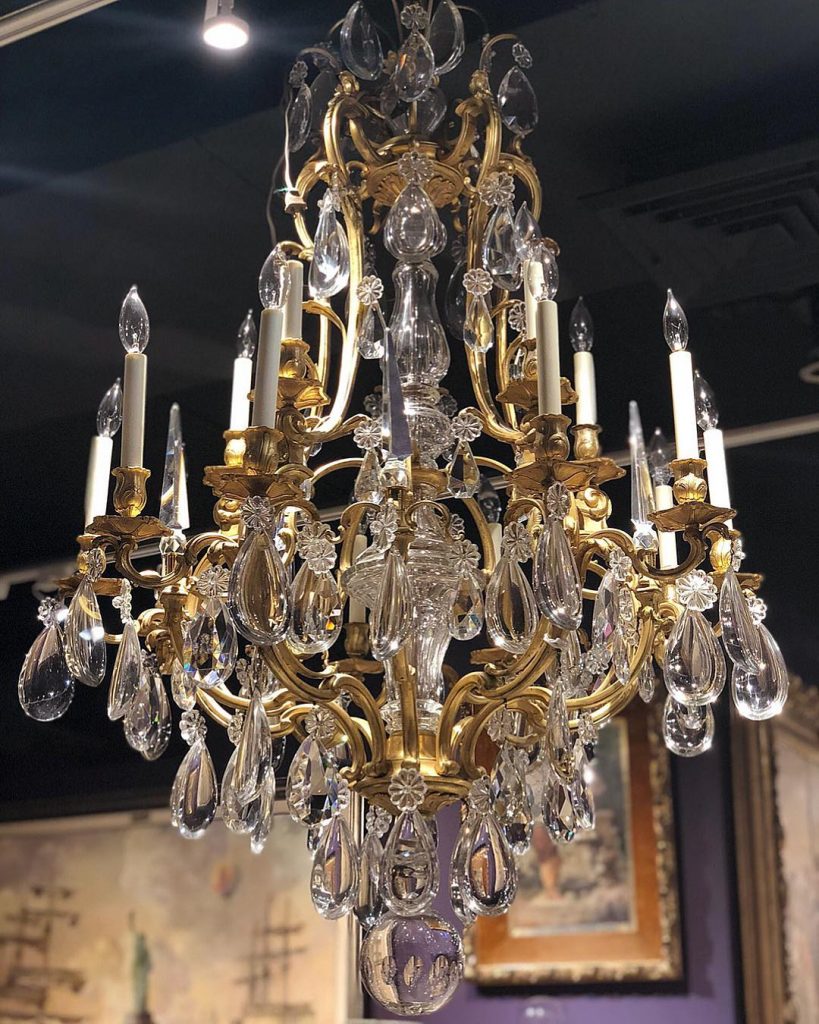 French Ormolu, Rock Crystal and Glass Chandelier - at The Manhattan Art and Antiques Center
