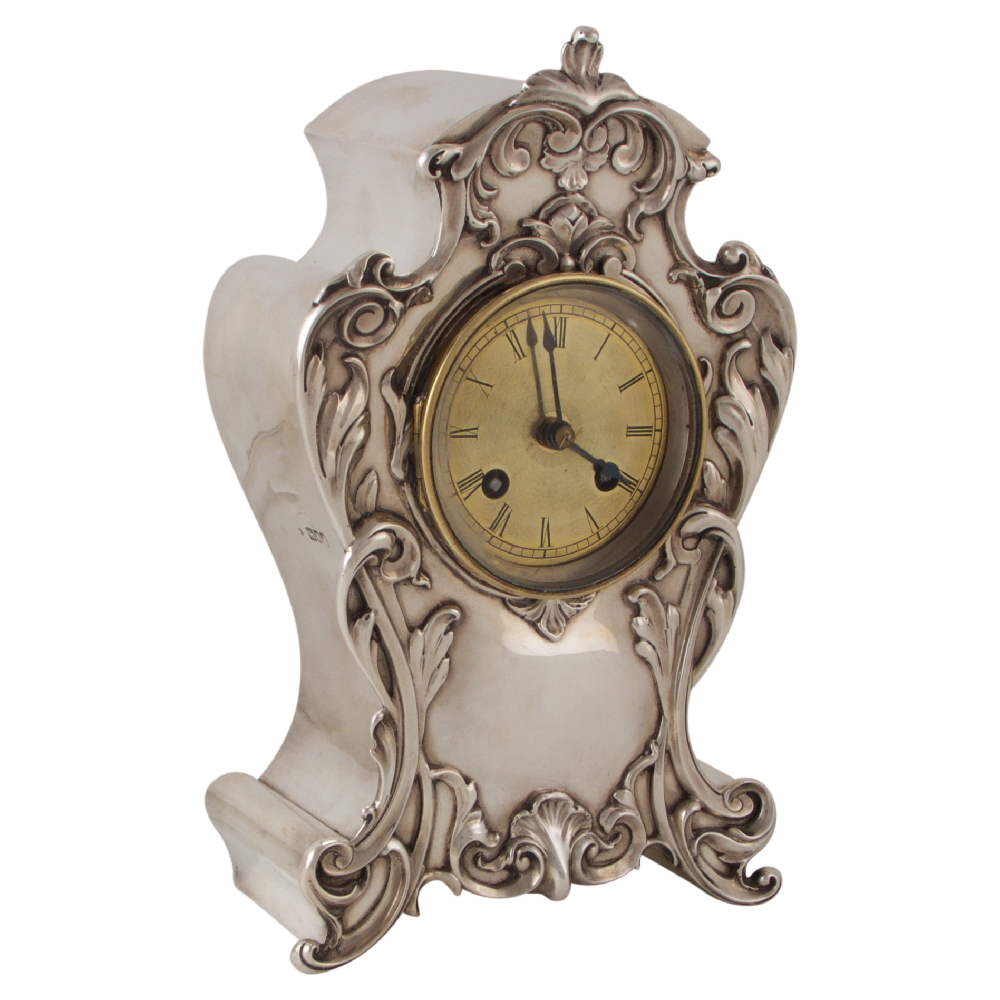 Antique Silver Clock - at Estate Silver Co. at The Manhattan Art & Antiques Center 