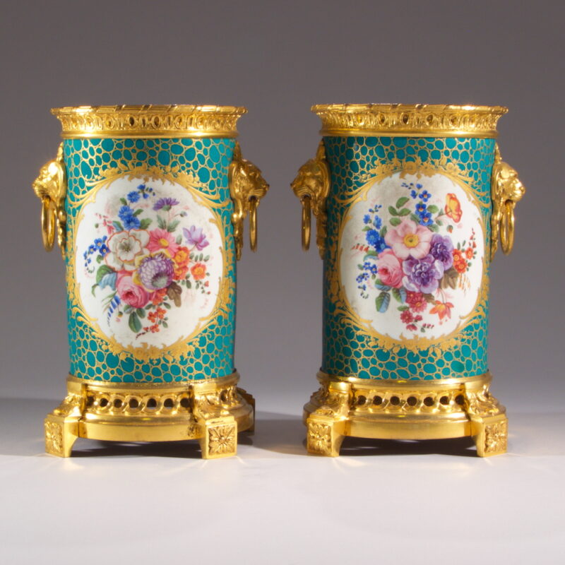 Pair of Green Sevres Wine Coolers