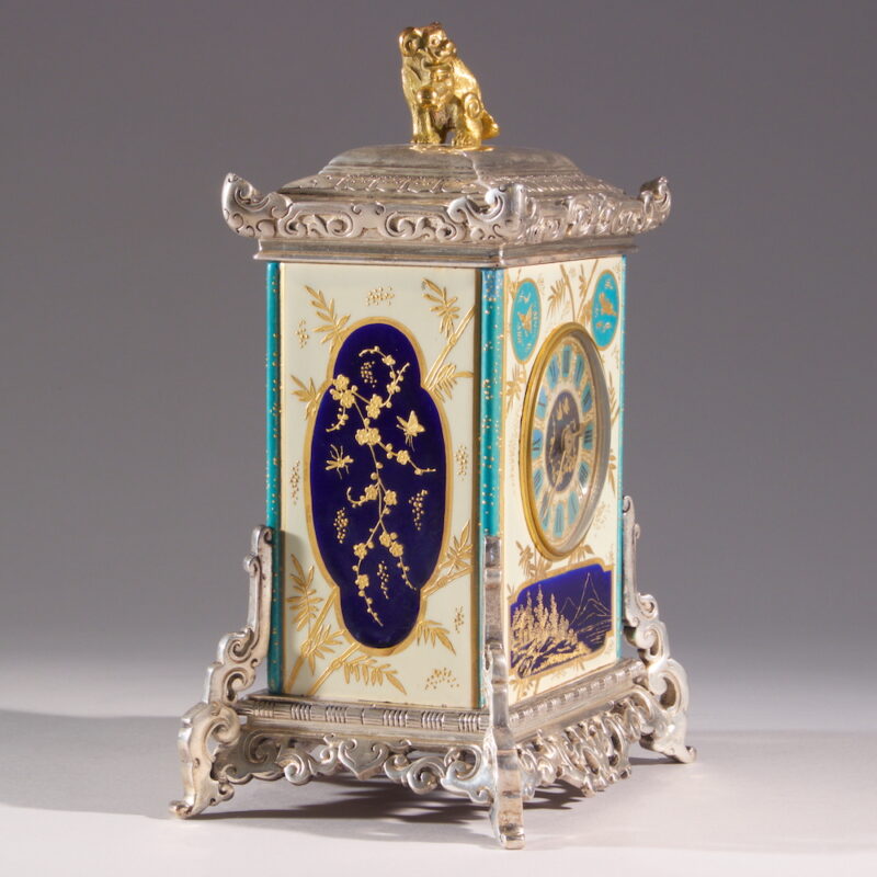 French Japonisme Porcelain Bronze Clock - Image 2