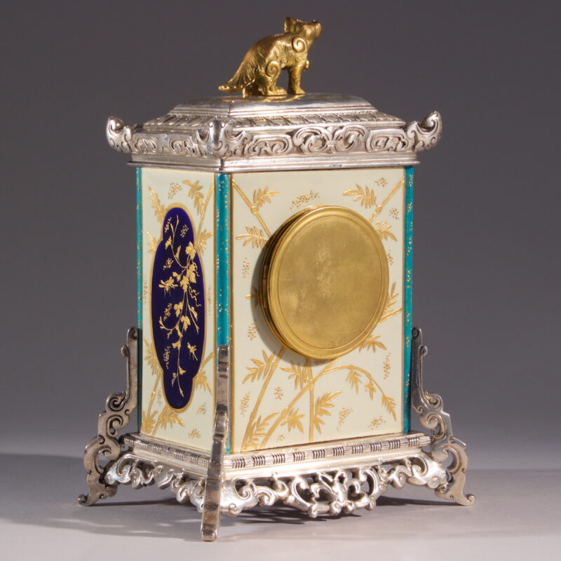 French Japonisme Porcelain Bronze Clock - Image 3
