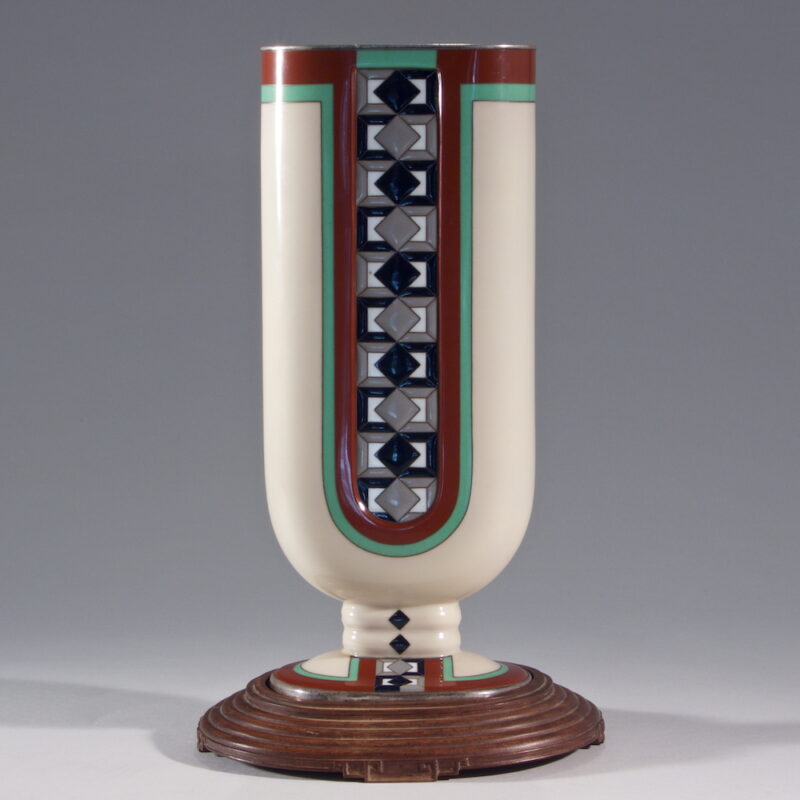 Asian Enamel Art Deco Vase