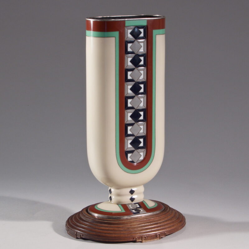 Asian Enamel Art Deco Vase - Image 2