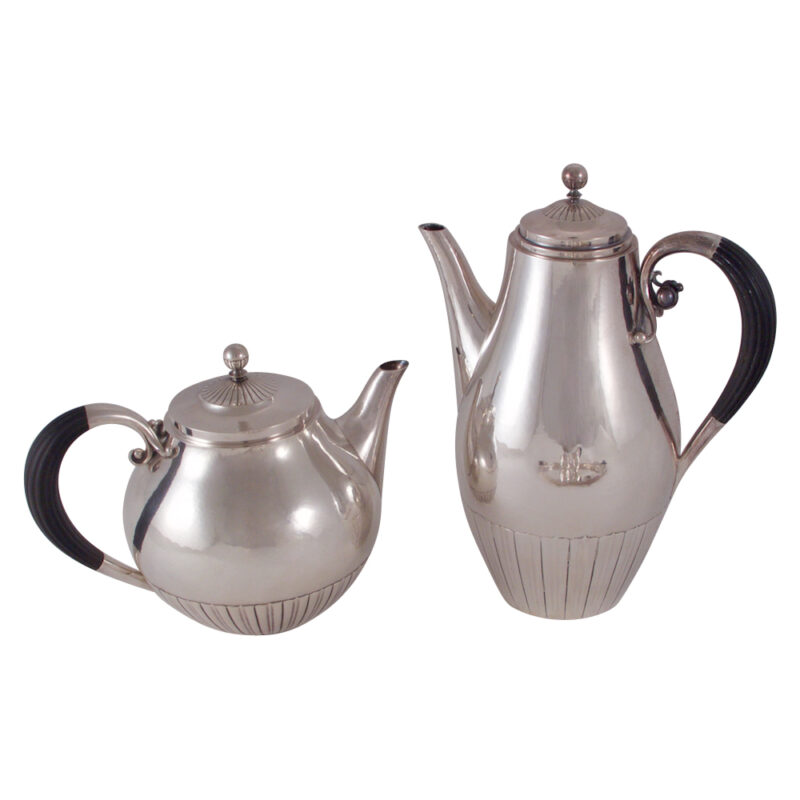 Georg Jensen "Cosmos" 5-Piece Coffee and Tea Service With Oval Tray - Image 2